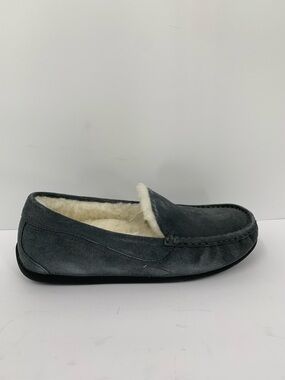 ABEO Amble slip-on slipper shoe gray suede leather wool shearling comfort new 10
